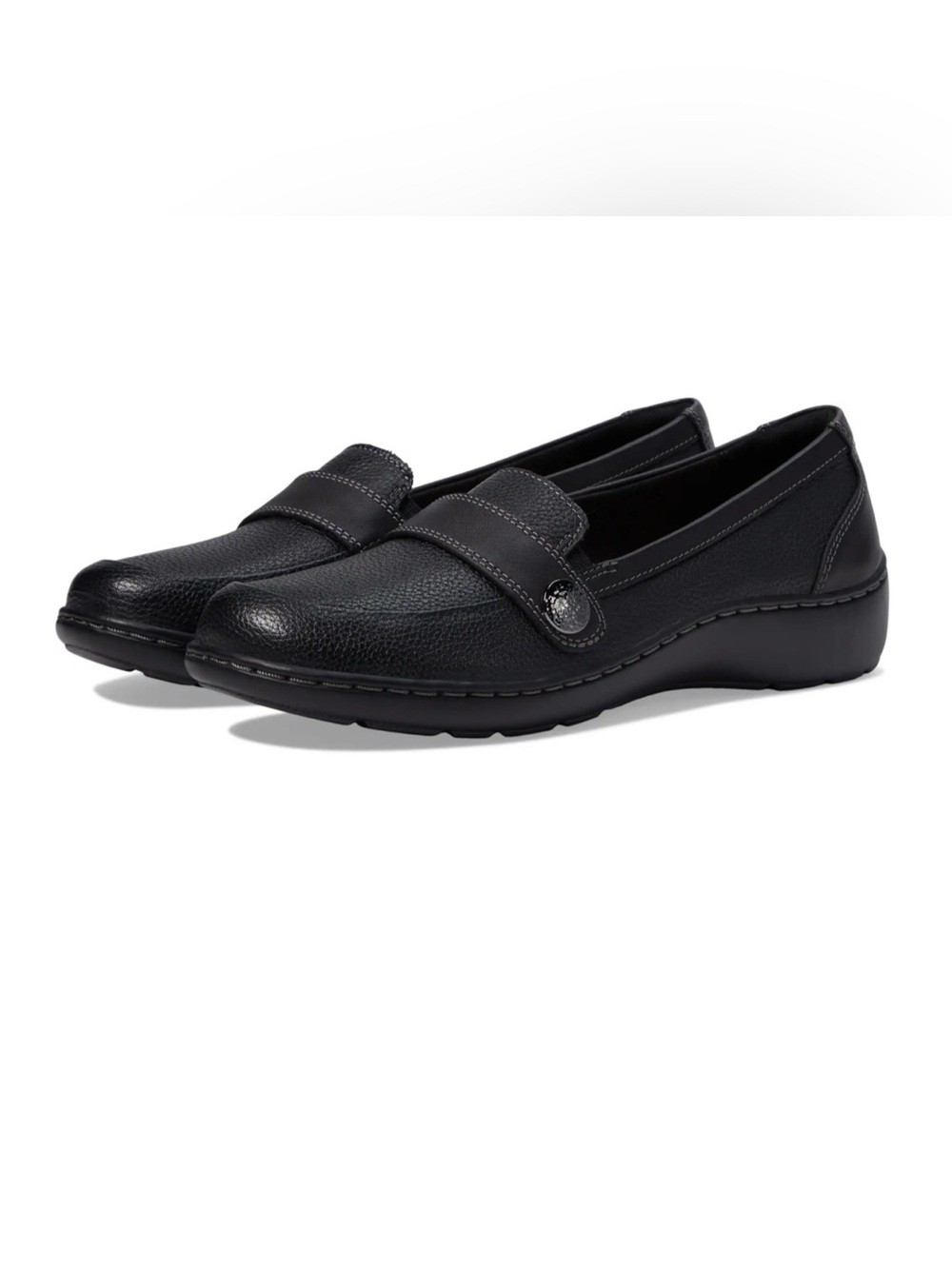 Clarks Black Textured Slip-On Penny Loafer Cora Daisy